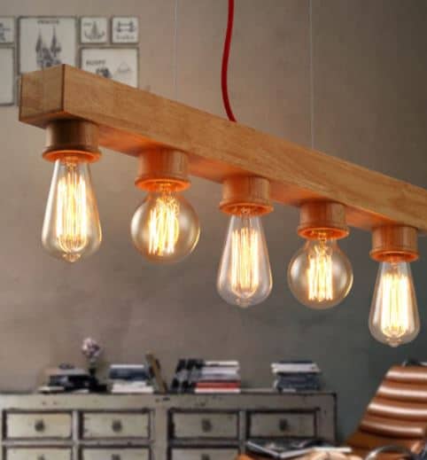Erling Classic Wooden Bar 5 Head Lamp
