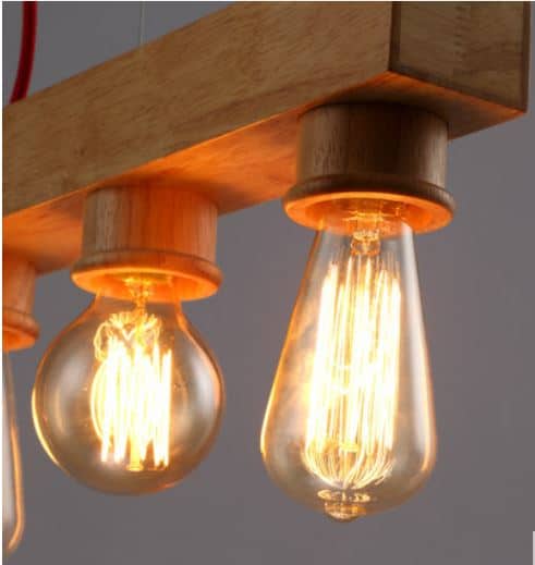 Erling Classic Wooden Bar 5 Head Lamp