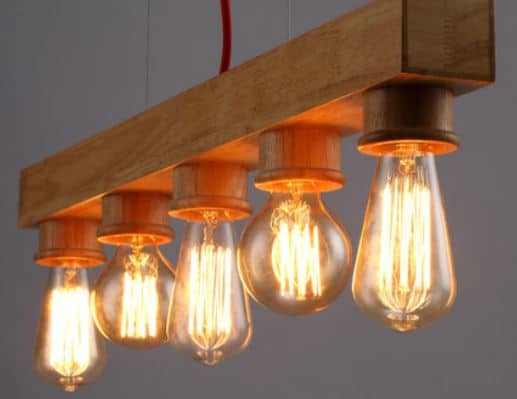 Erling Classic Wooden Bar 5 Head Lamp