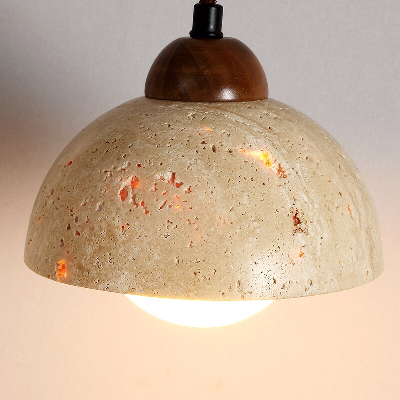 Yellow travertine Japanese-style wabi-sabi bedroom bedside pendant light designer retro restaurant aisle pendant lamp