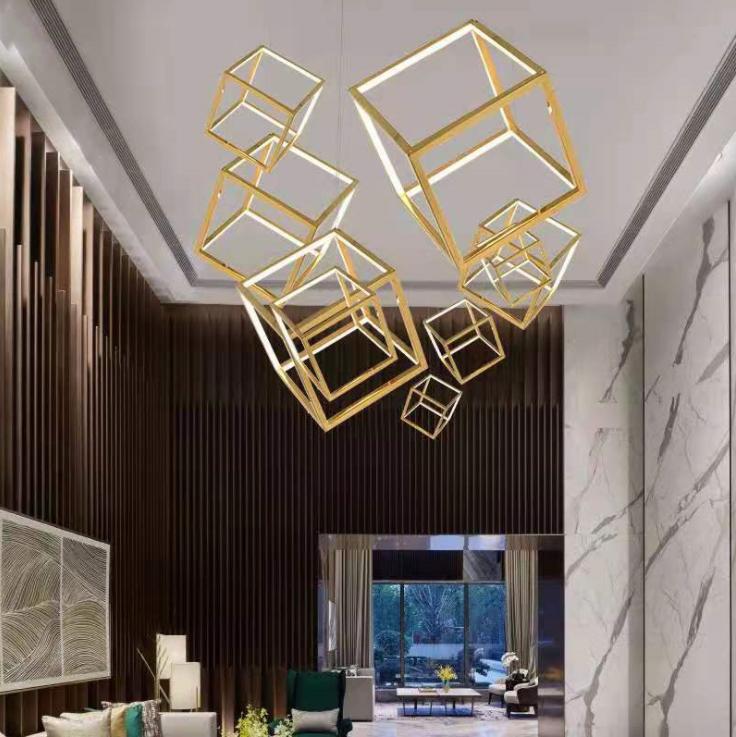 LED Cubic Frame Modern Pendant Light