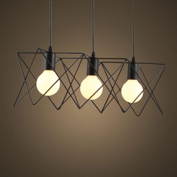 Vintage Industrial Style LED Iron Frame Pendant for Bar