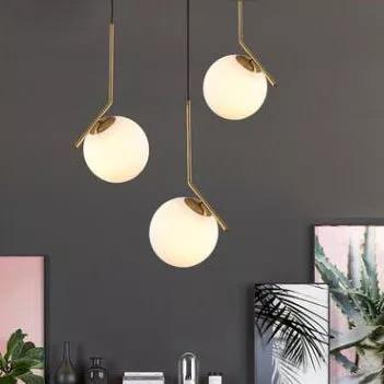 LED Milky Glass Ball Pendant Light