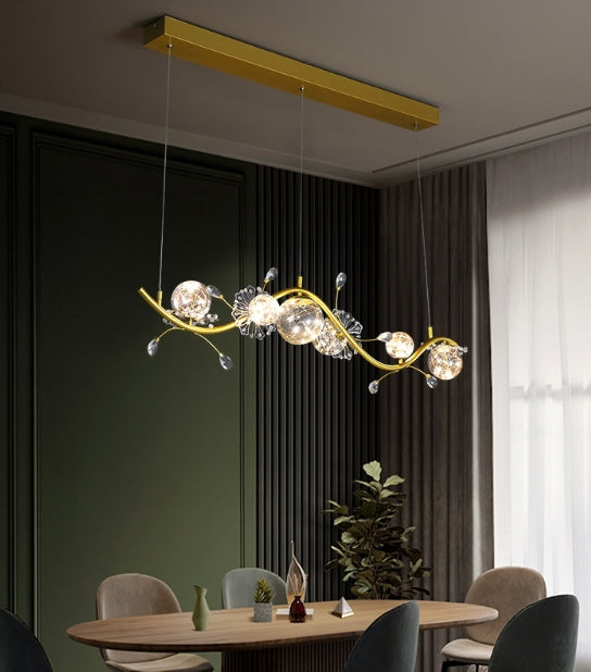 LED Flowers & Leaves DNA Molecular Modern Pendant Light