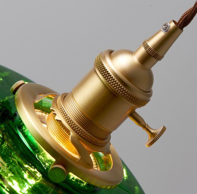LED Retro Loft Green Glass Pendant Light