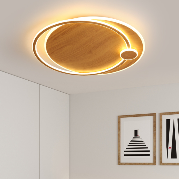 LED Japanese Style Simple Wooden Color Modern Ceiling Light