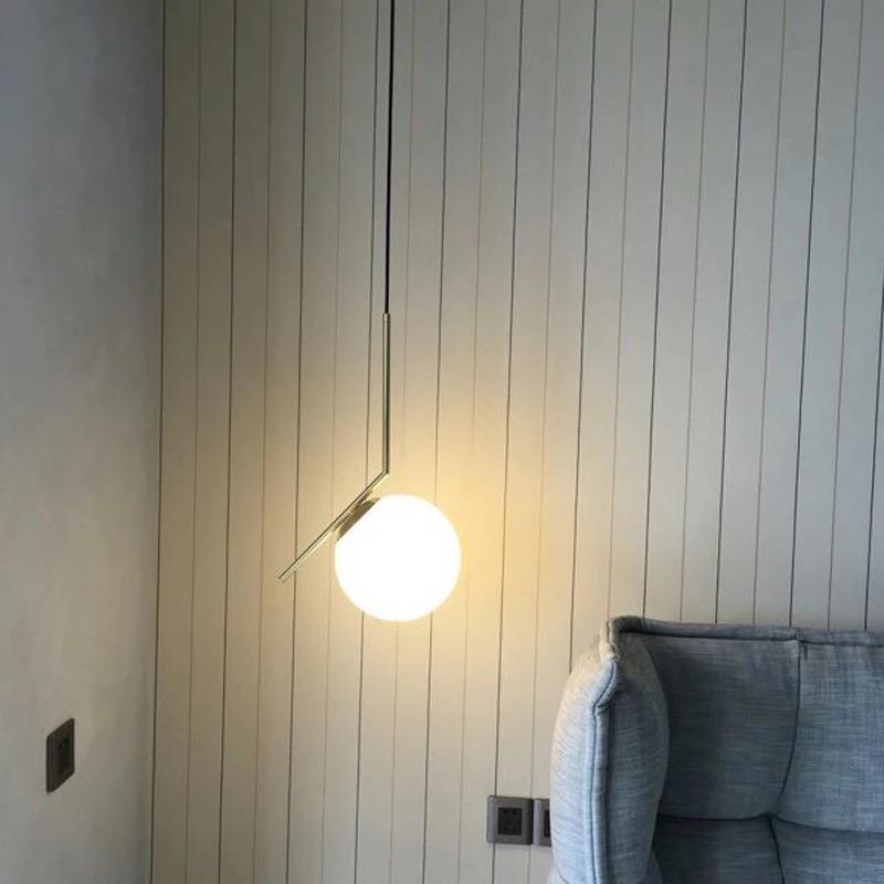 LED Milky Glass Ball Pendant Light
