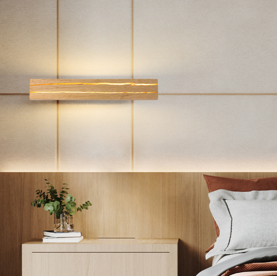 LED Simple Wood Bedside Wall Light