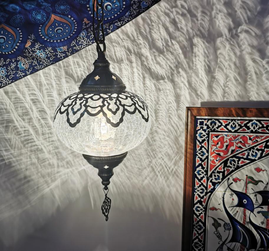 LED Glass Sphere Retro Mediterranean Style Pendant Light