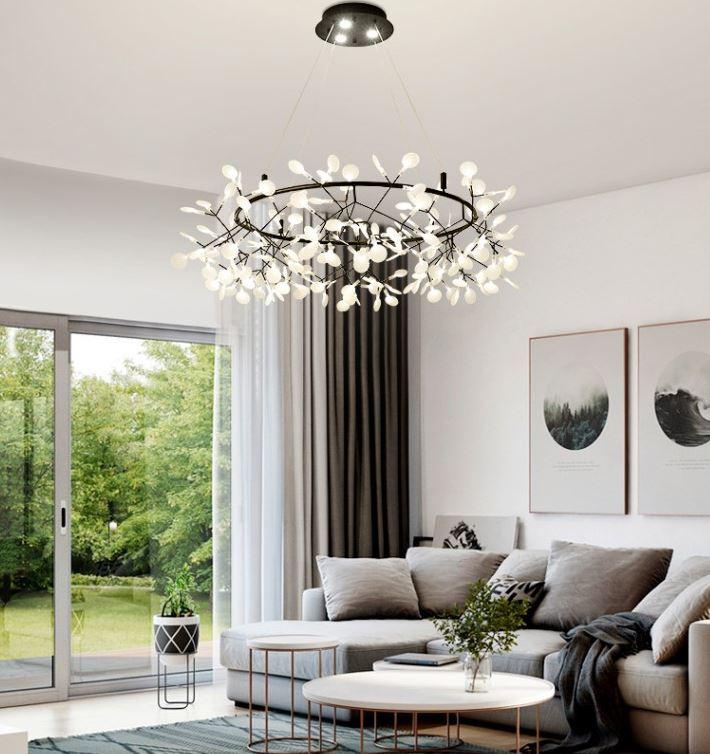 Acrylic Round Branches Design LED Chandelier for Living Room Bedroom Dining Room