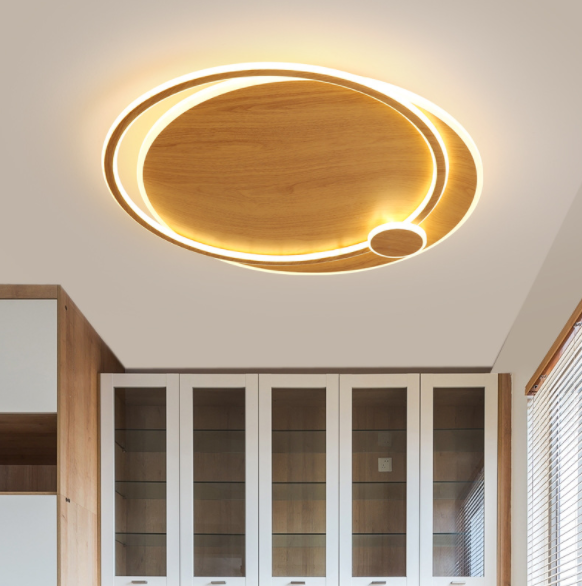 LED Japanese Style Simple Wooden Color Modern Ceiling Light