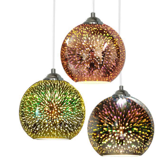 LED 3D Multi-color Glass Sphere Pendant Light