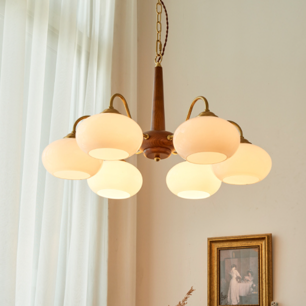 LED French Style Modern Wood Pendant Light