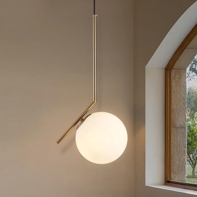 LED Milky Glass Ball Pendant Light