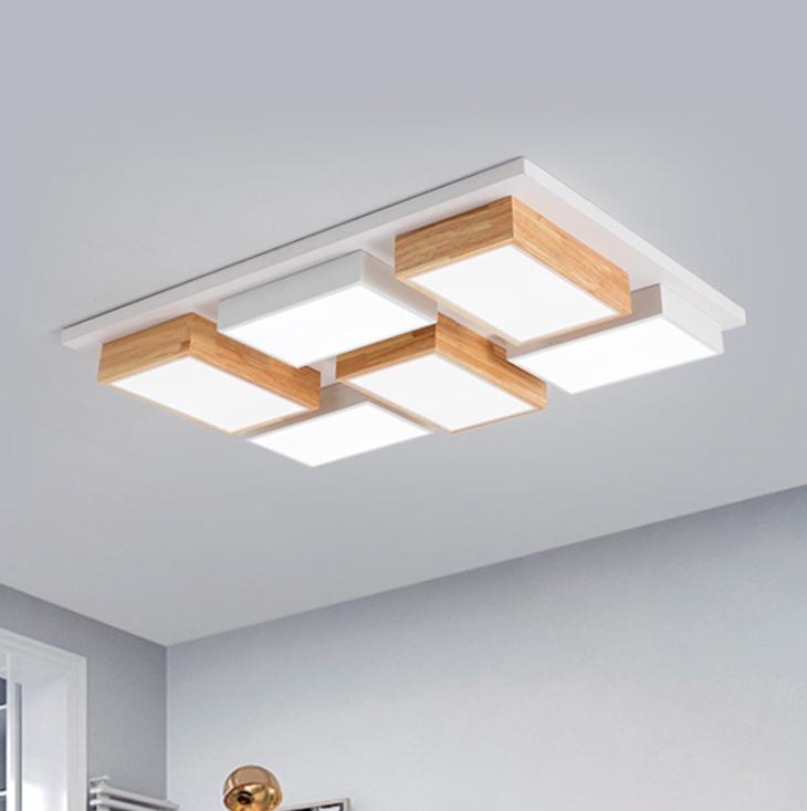 LED Modern Wood Combination Ceiling Light