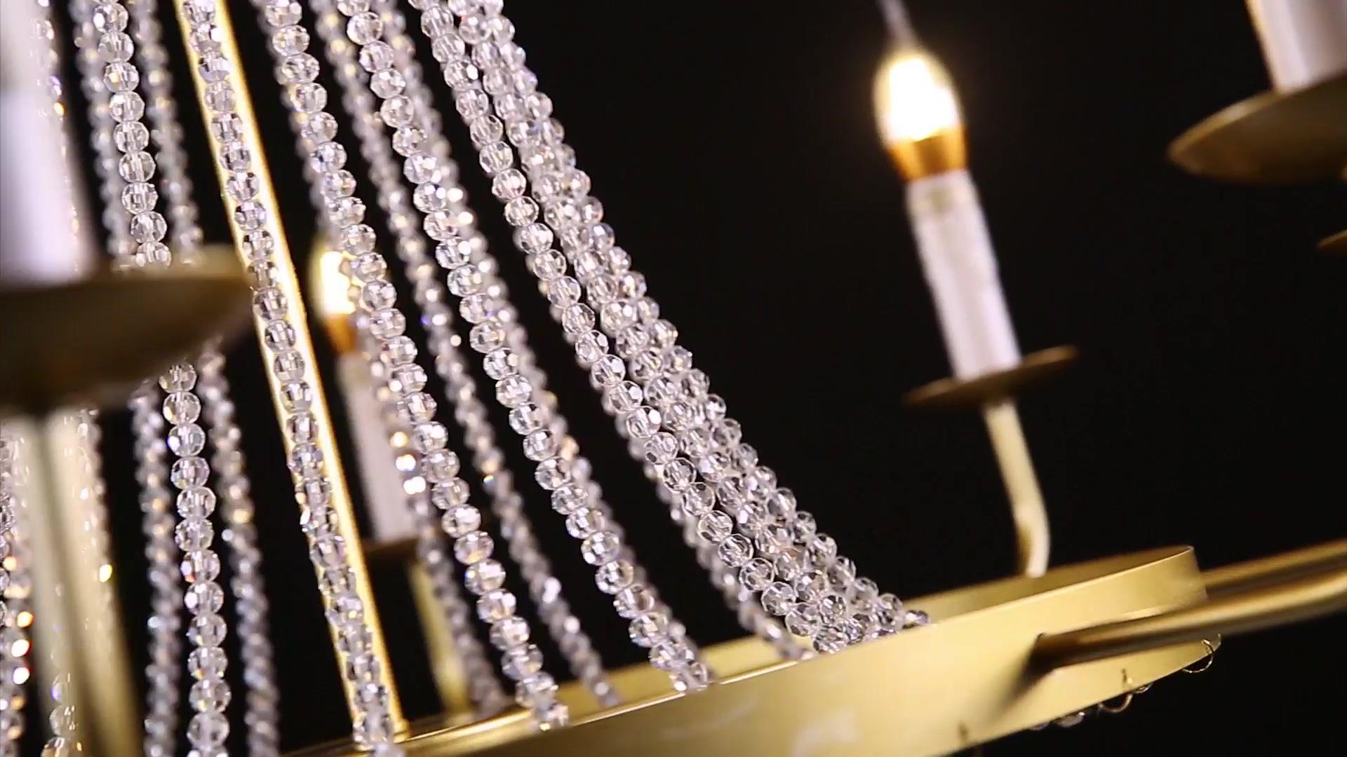 Retro LED Gold  Metal Crystal Pendant Chandelier