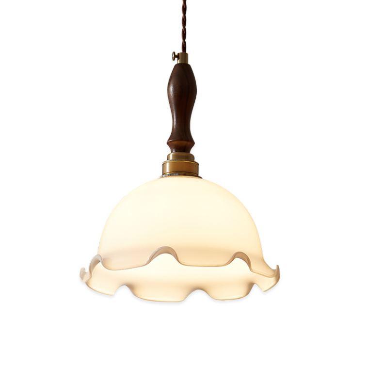 LED Japanese Design Milky Glass Pendant