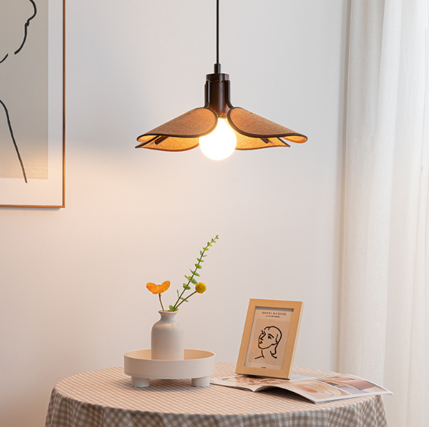 LED Japanese Simple Wood & Metal Pendant Light