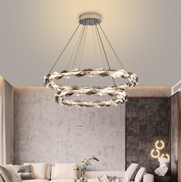 LED Luxury Style Modern Crystal Ring Pendant Light