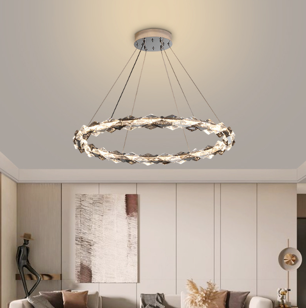 LED Luxury Style Modern Crystal Ring Pendant Light