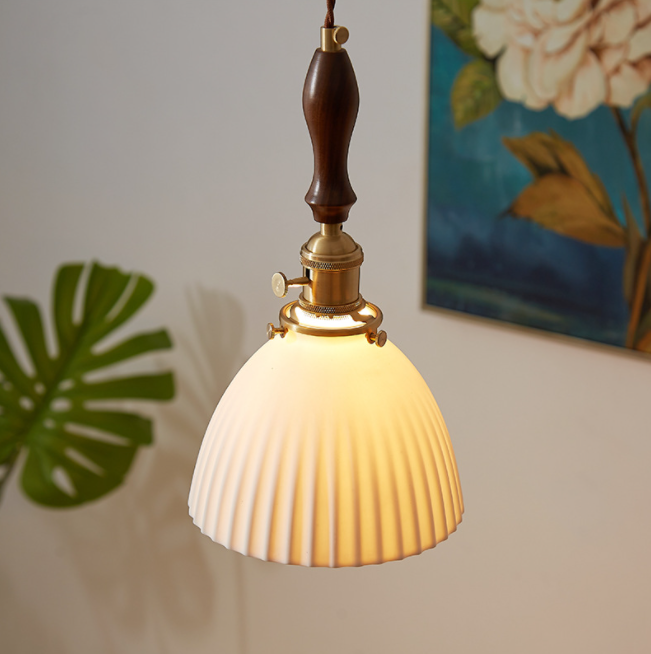 LED Simple Japanese Style Glass Pendant Light