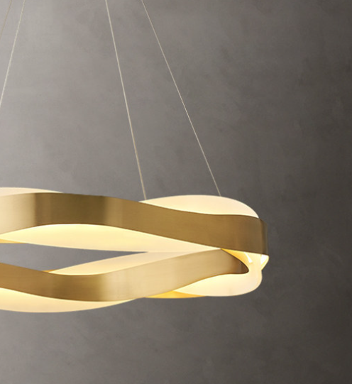 LED Ribbon Design Modern Golden Pendant Light
