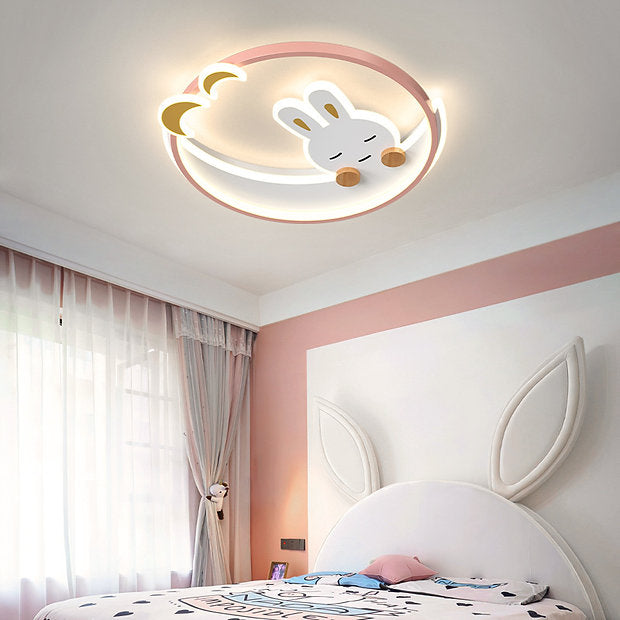 LED Sleeping Rabbit Design Modern Cute Children Ceiling Light