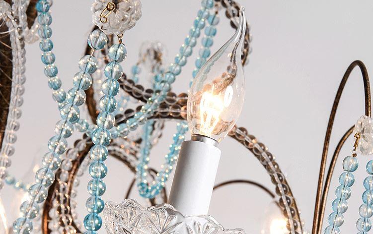 American Country Crystal Blue LED Chandelier