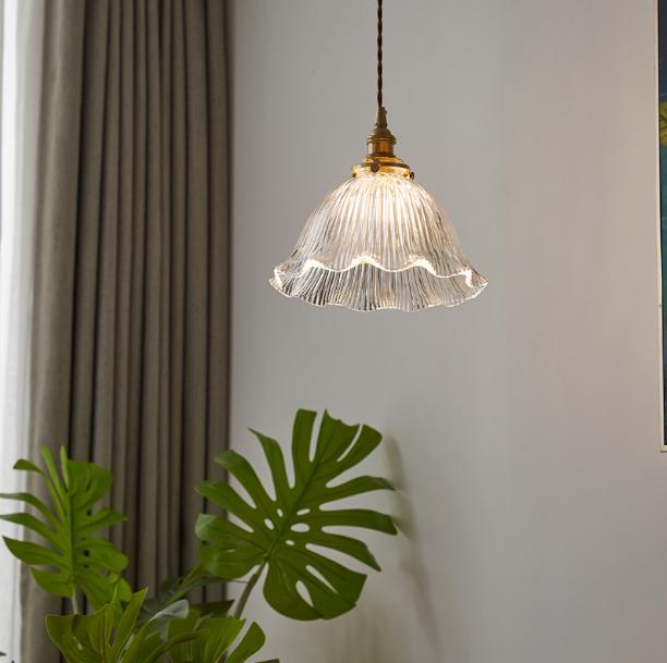 LED Japanese Retro Style Glass Pendant Light