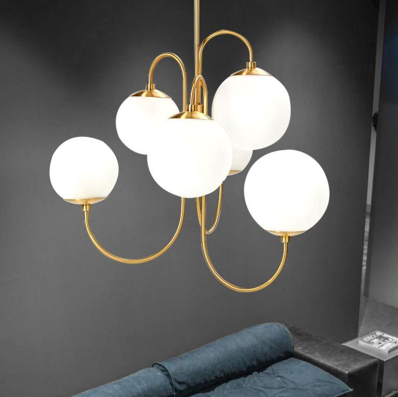 LED Metal Glass Chandelier for Living Room Bedroom