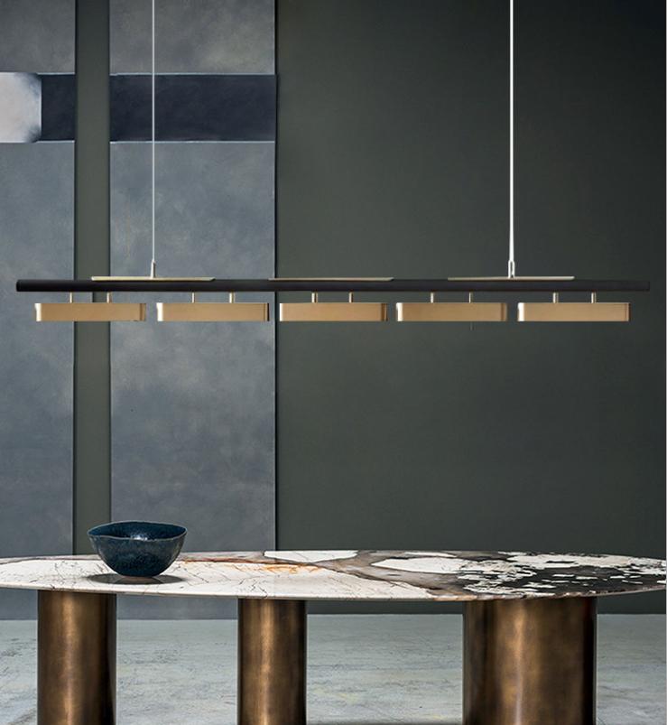 LED Brass Linear Modern Pendant Light