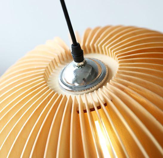 LED Wood Pumpkin Pendant Light