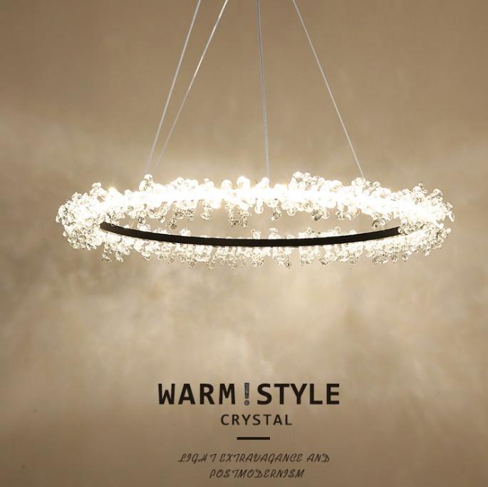 LED Modern Crystal Halo Pendant Light