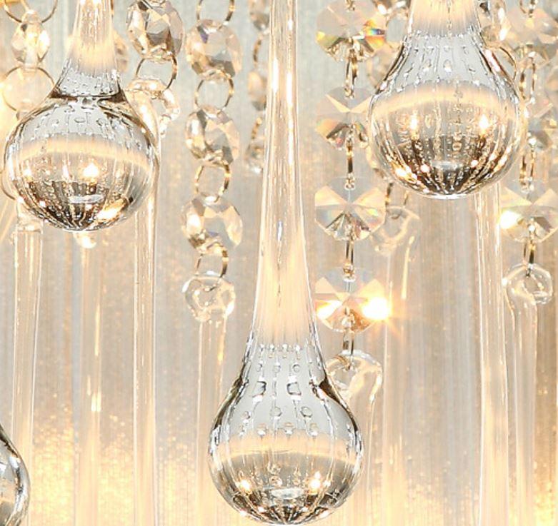 Crystal Modern Rain Drop LED Ceiling Light for Living Room Bedroom Dining Room