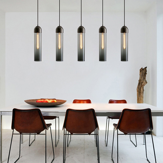 LED Multi-color Glass Cylinder Pendant Light