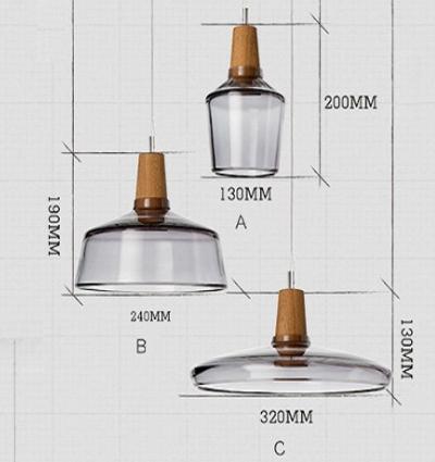 LED Modern Simple TransparentAsh Grey Pendant Light