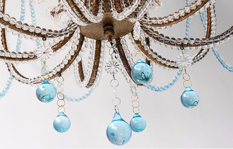 American Country Crystal Blue LED Chandelier
