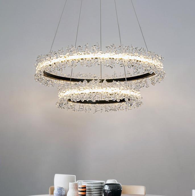 LED Modern Crystal Halo Pendant Light