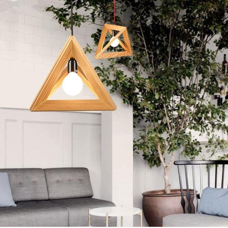 Creative LED Wood Pyramid Pendant