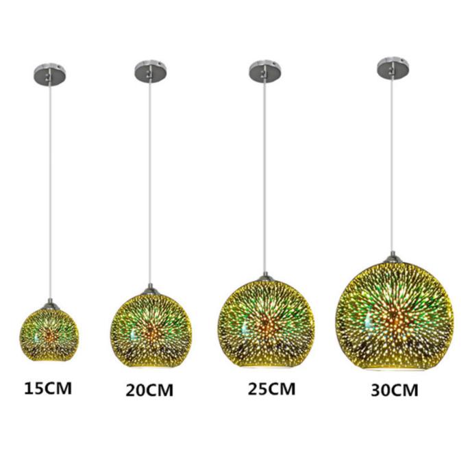 LED 3D Multi-color Glass Sphere Pendant Light