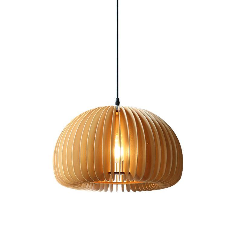 LED Wood Pumpkin Pendant Light