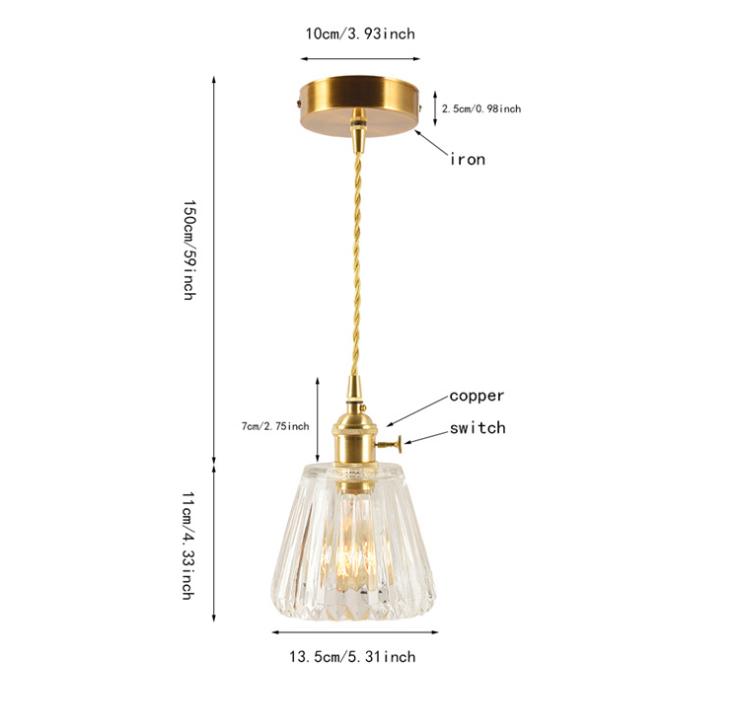 LED Japanese Style Glass Pendant Light