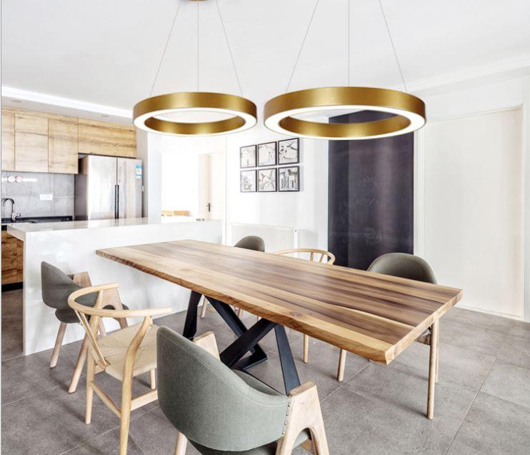 LED Gold Round Pendant Light