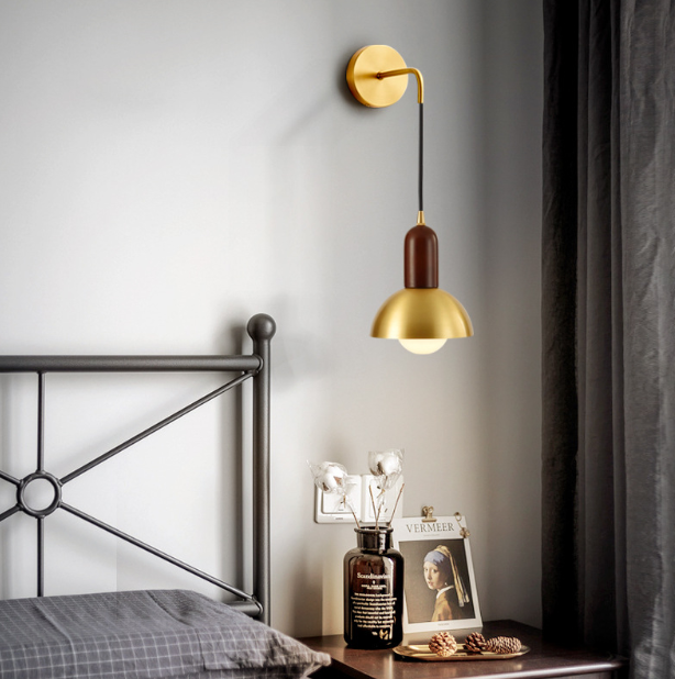 LED Modern Brass Bedside Wall Lamp