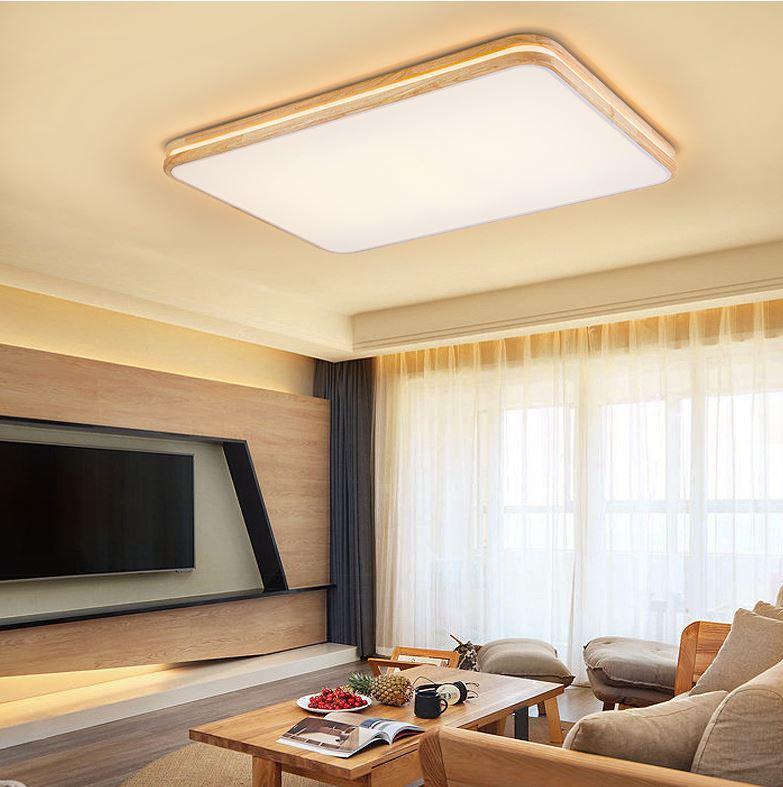 Wood Acrylic LED Ceiling Light Square Round European Design