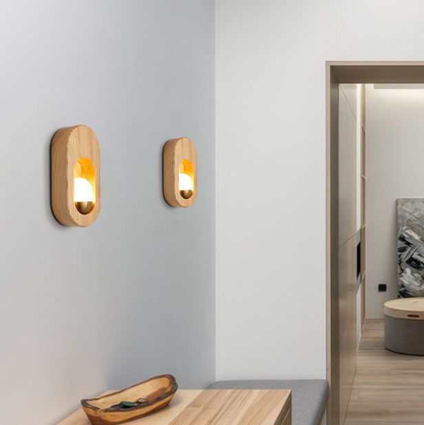 LED Japanese Style Wood Simple Modern Wall Light