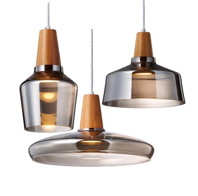 LED Modern Simple TransparentAsh Grey Pendant Light