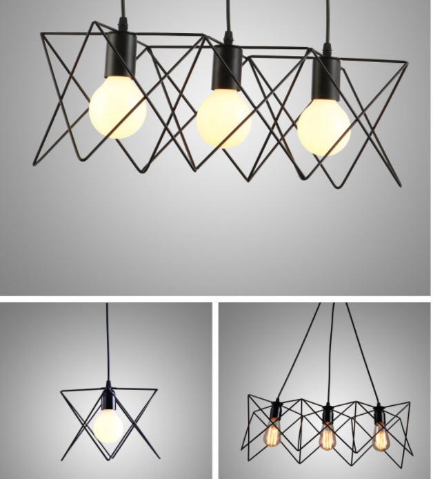 Vintage Industrial Style LED Iron Frame Pendant for Bar