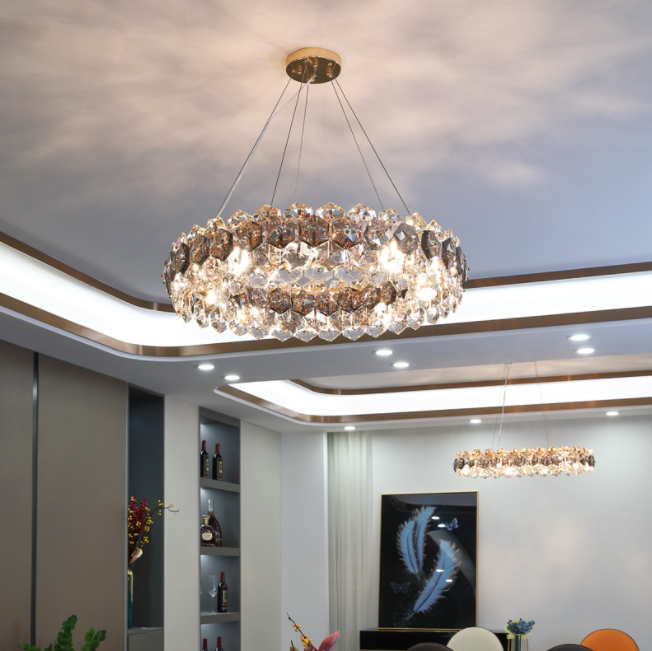 LED Crystal Modern Chandelier Round Pendant Light