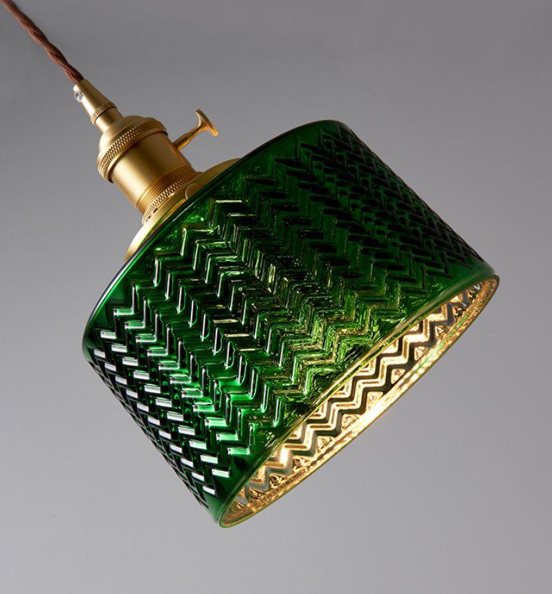 LED Retro Loft Green Glass Pendant Light